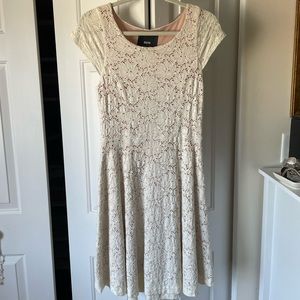 Cream Stretchy Lace Dress - Maeve for Anthropologie